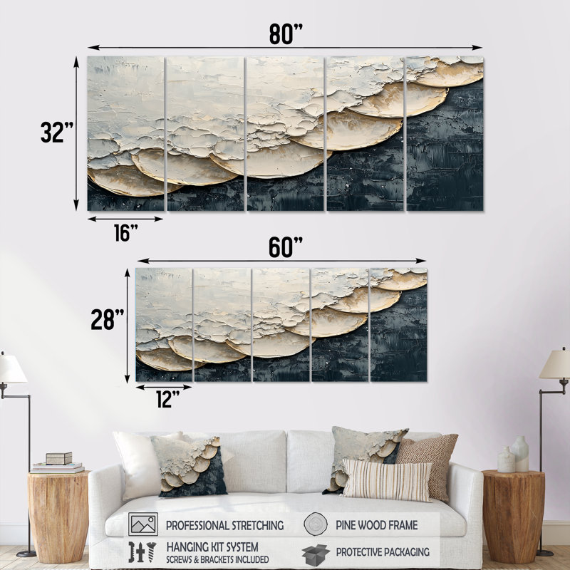 «Daguan» - Art mural abstrait, 5, H 32 po x l 80 po
