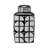 Geometric Ceramic Table Jar with Lid for Home Decor - Decorative Patterned Tall Jar for Shelf Styling, Console Display, and Tabletop Accent-86741829-86741827