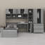 Lit plateforme multifonctionnel avec bureau, garde-robe, armoires, tiroirs et tablettes-793766934