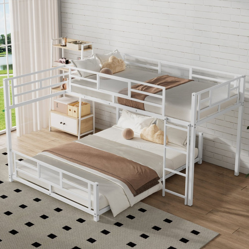 Lit superposé simple en L en forme de L avec sommier simple - robuste et amp; Peu encombrant