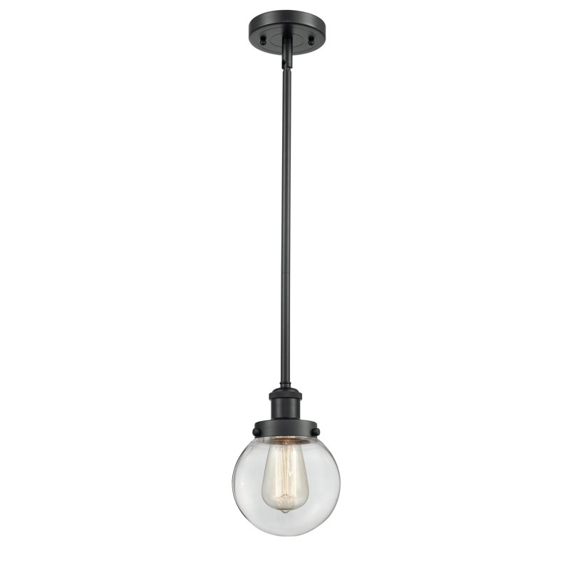 Luminaire suspendu sphère 1 lumière Chippewa, DEL, Transparent, Noir mat