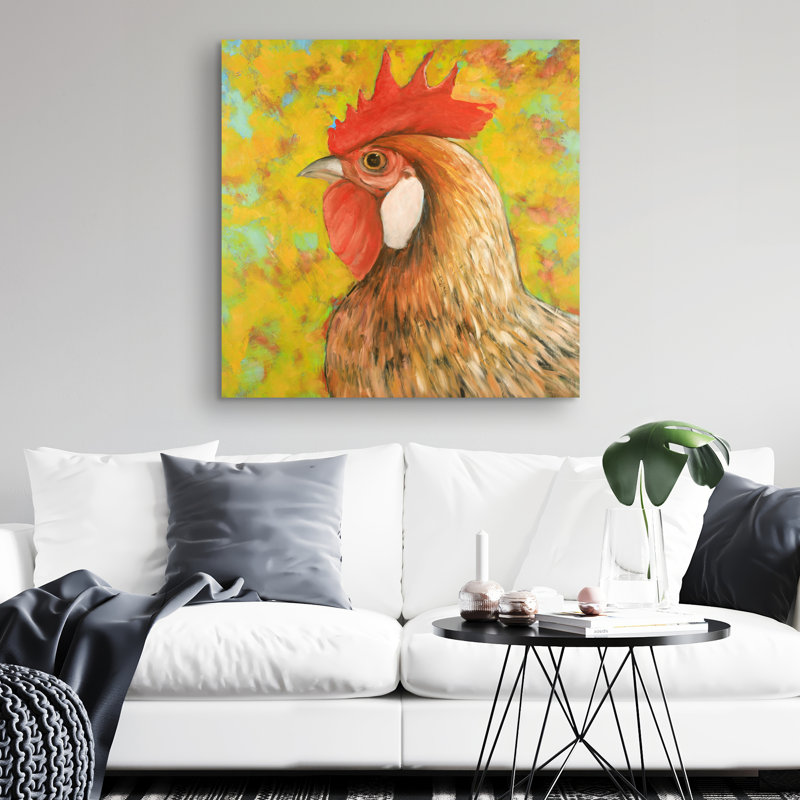 Colorful chicken - 32"x32" art on canvas
