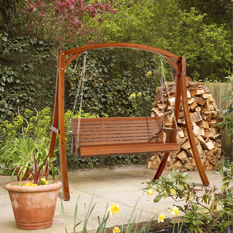 Katheryn 3 Person Porch Swing, Brown