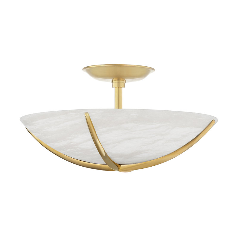 Wheatley 4 Light Semi Flush, Aged Brass