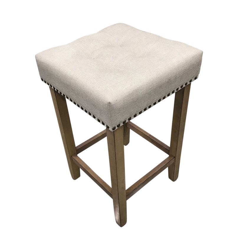 Tabouret de bar élégant de 24 po beige avec siège rembourré confortable