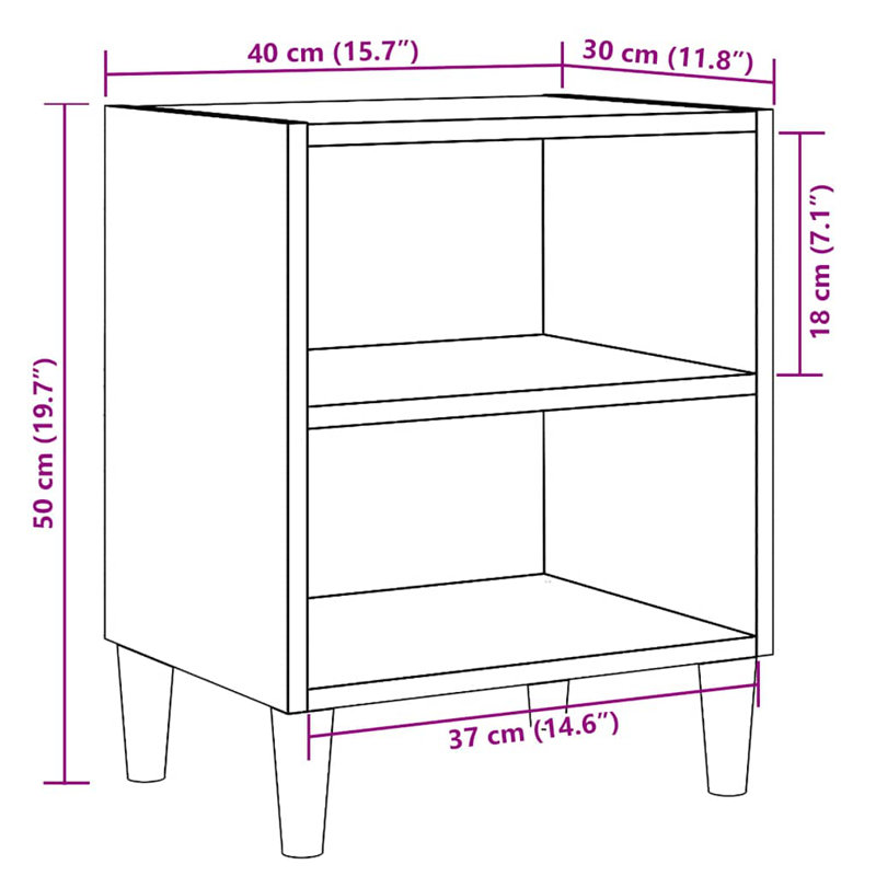 Leitha 40cm W Manufactured Wood Bedside Table, Artisan Oak