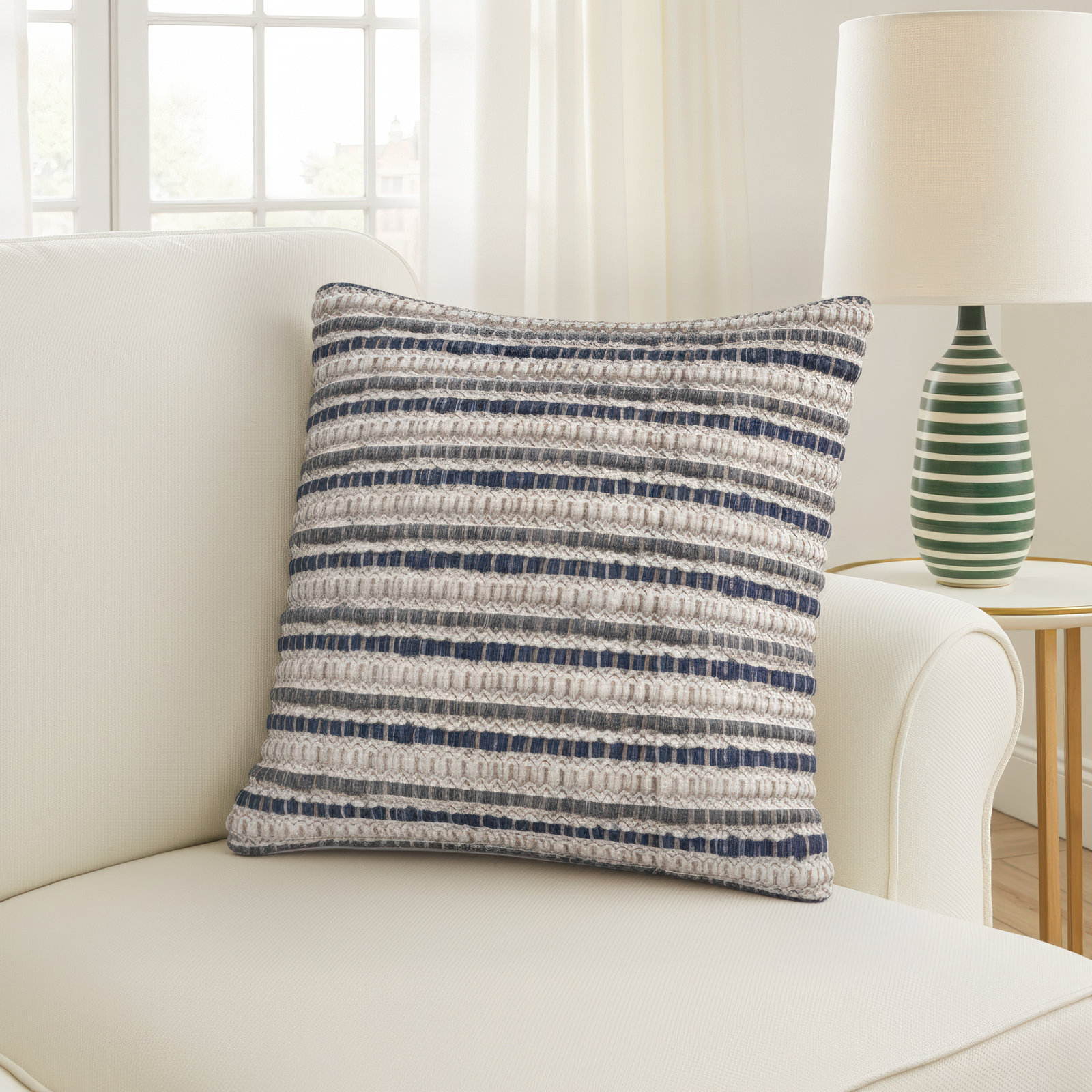 Allentown 20" x 20" Linen Throw Pillow, Blue
