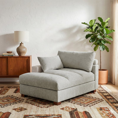 Chaise longue surdimensionnée en velours côtelé avec accoudoirs et coussins décoratifs Bentura