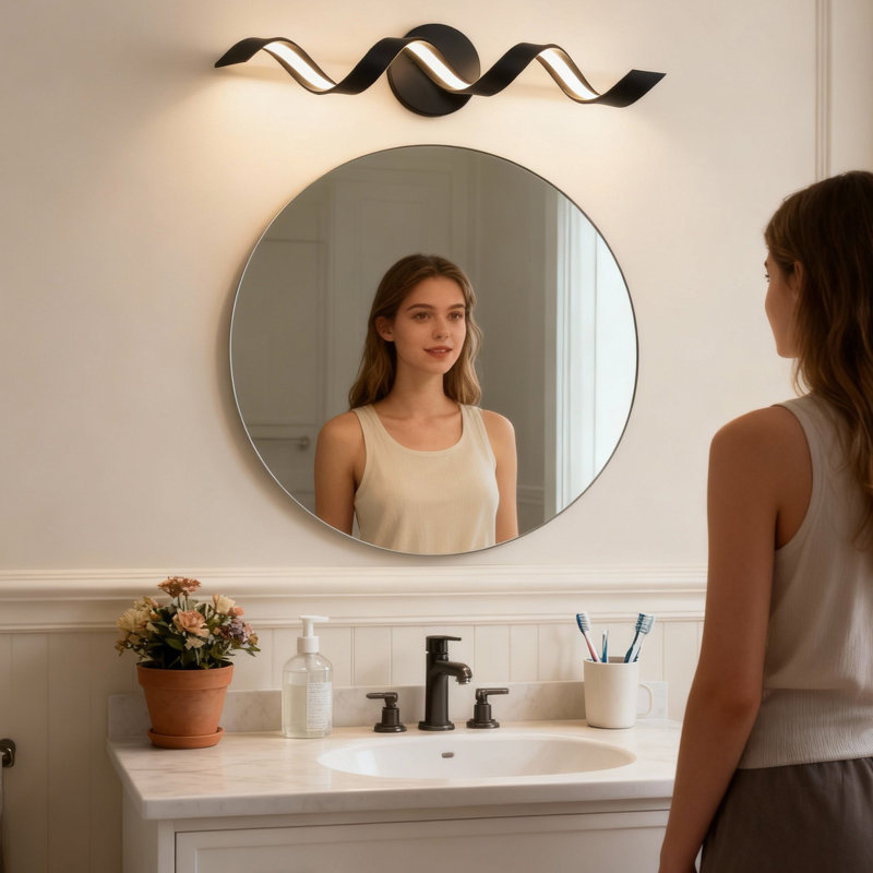 Luminaire de salle de bain avec design en spirale, lumière de salle de bain moderne à DEL à intensité variable sur miroir