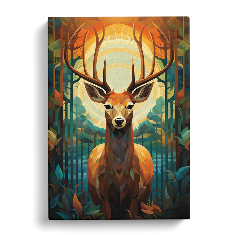 Deer Deco No.2 - Wrapped Canvas Print, 60cm H x 40cm W x 3cm D