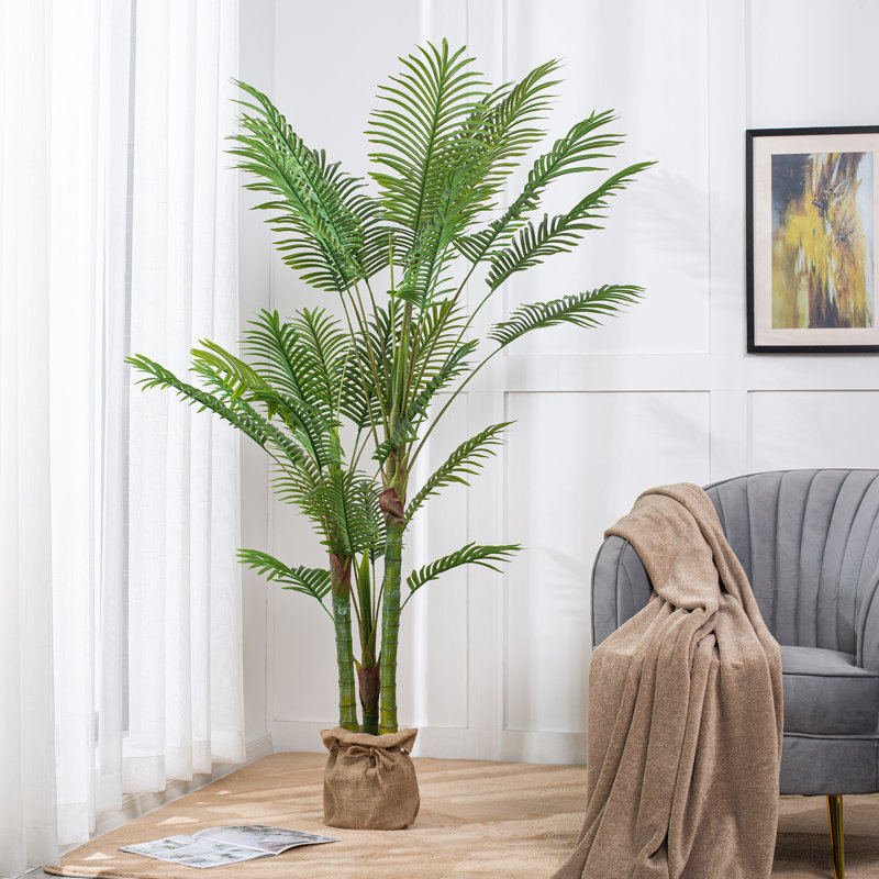 Palmier artificiel en pot, H 72,44 po x l 56,3 po x P 44,49 po