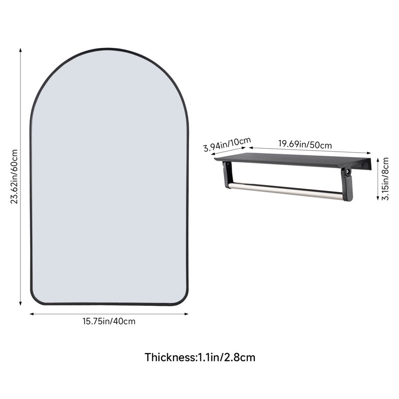 Wall Makeup / Shaving Mirror, 60cm H x 40cm W