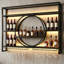 Grand support à vin robuste de 39 po avec porte-verre à DEL fixé au mur sous la tablette, organisateur de rangement à 3 niveaux pour suspendre des verres à pied en métal pour bar à domicile