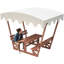 Table de pique-nique imperméable et banc en bois massif avec auvent amovible. Utilisation tout temps dans les cours, les parcs et les terrasses. Plateau de table de 1,06 pouce d'épaisseur, 1,18 bancs. Toile à l'abri du soleil, détachable pour