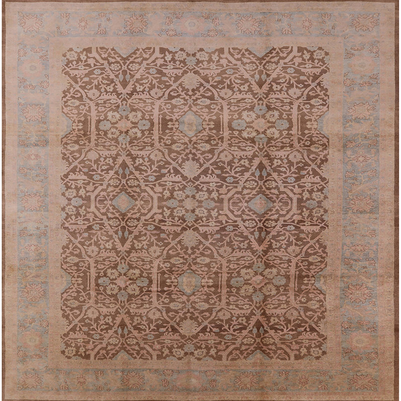 Tapis brun / bleu Vancouver, Carré 6 pi