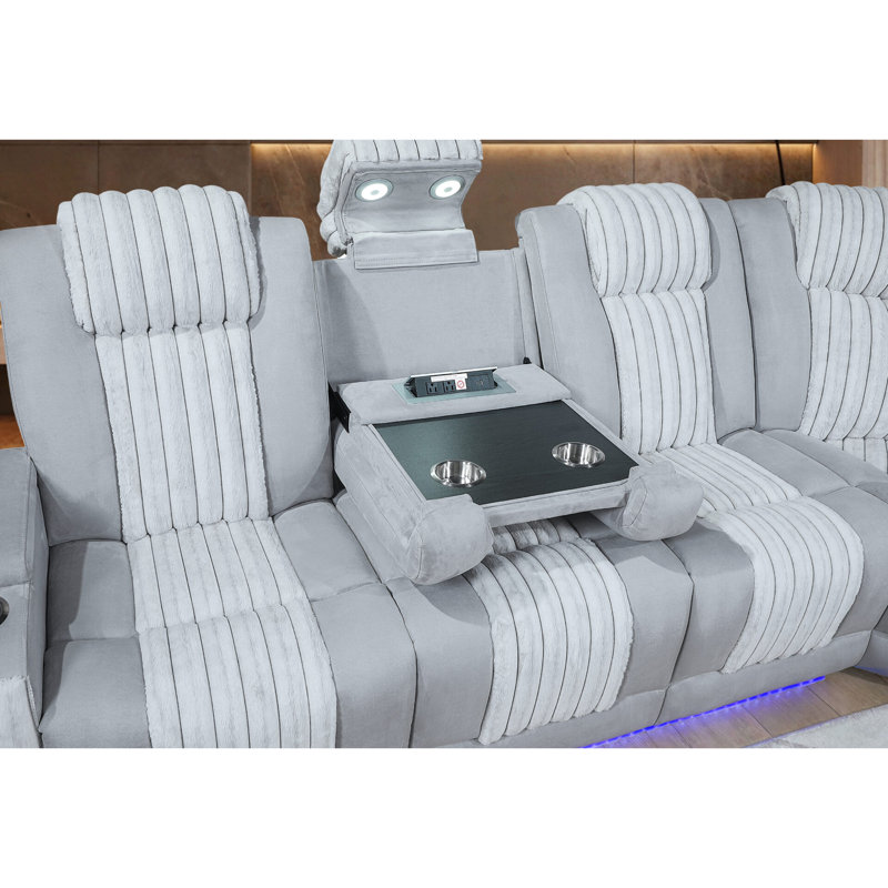 U8000 GRIS P2 CANAPÉ D'ANGLE AVEC DEL
