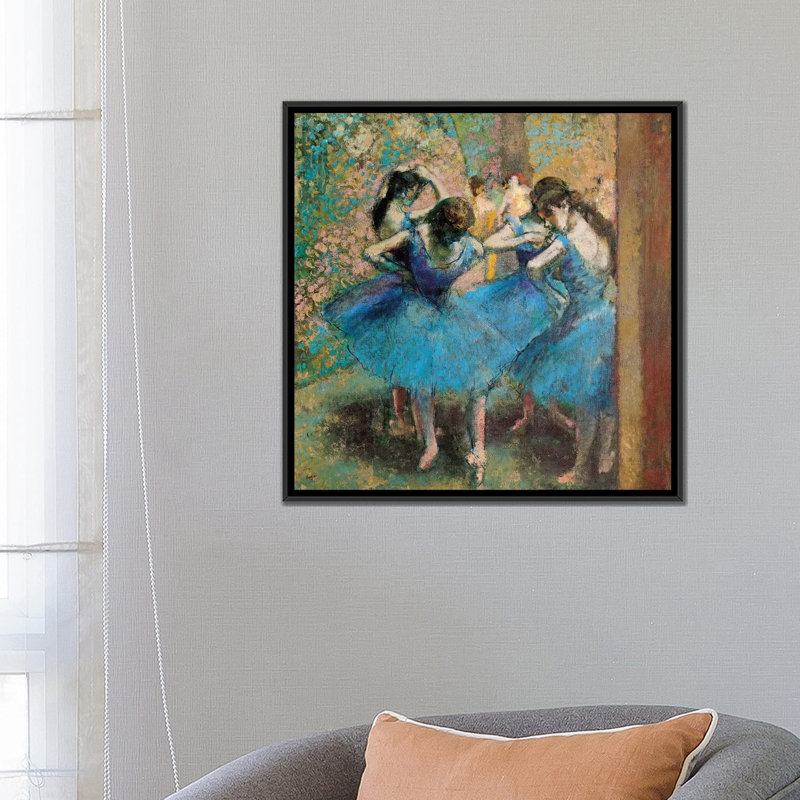 "danseurs en bleu, 1890" par edgar degas, impression sur toile, H 37 po x l 37 po x P 1,5 po, Toile avec cadre noir