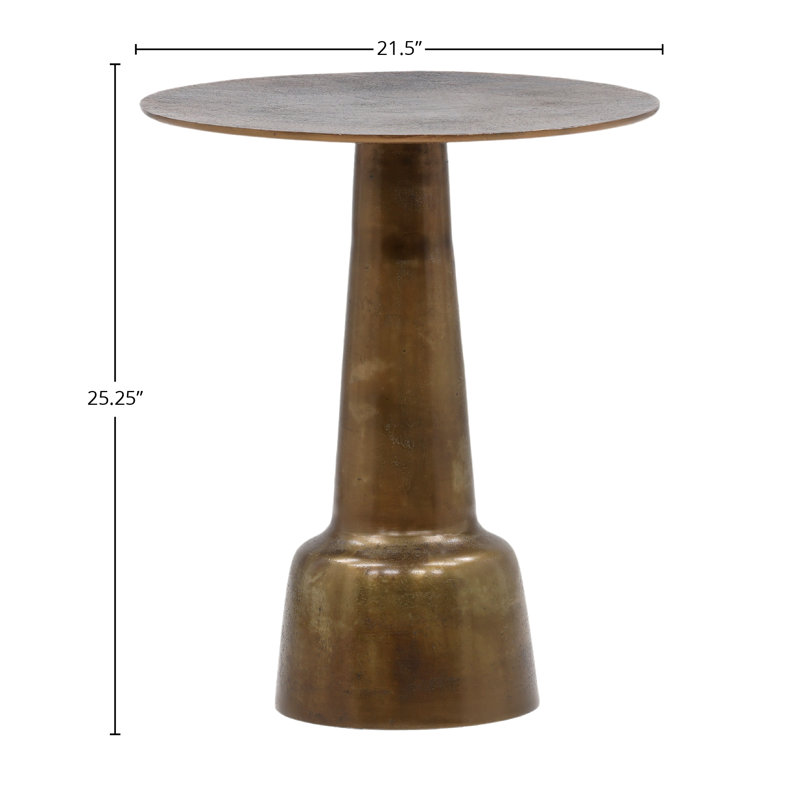 Golbez Aluminum Side Table, Antique Brass, 25.25" H x 21.5" W x 21.3" D