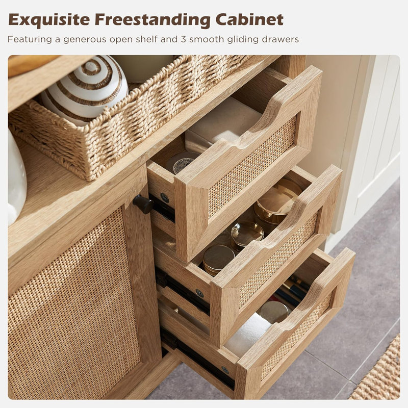 Natural Rattan Small Bathroom Cabinet