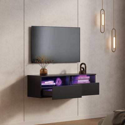 Agnon Floating TV Stand with 2 Storage Drawers, Wall-Mount up to 85"