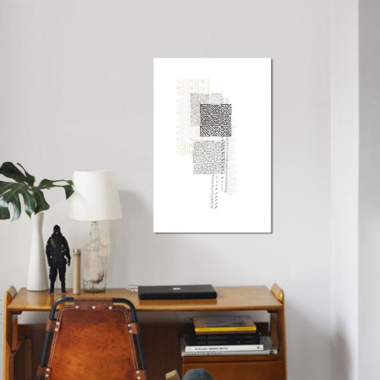 «Block Print Composition IV», reproduction sur toile, H 40 po x l 26 po x P 1,5 po, Toile tendue, Pas de tapis