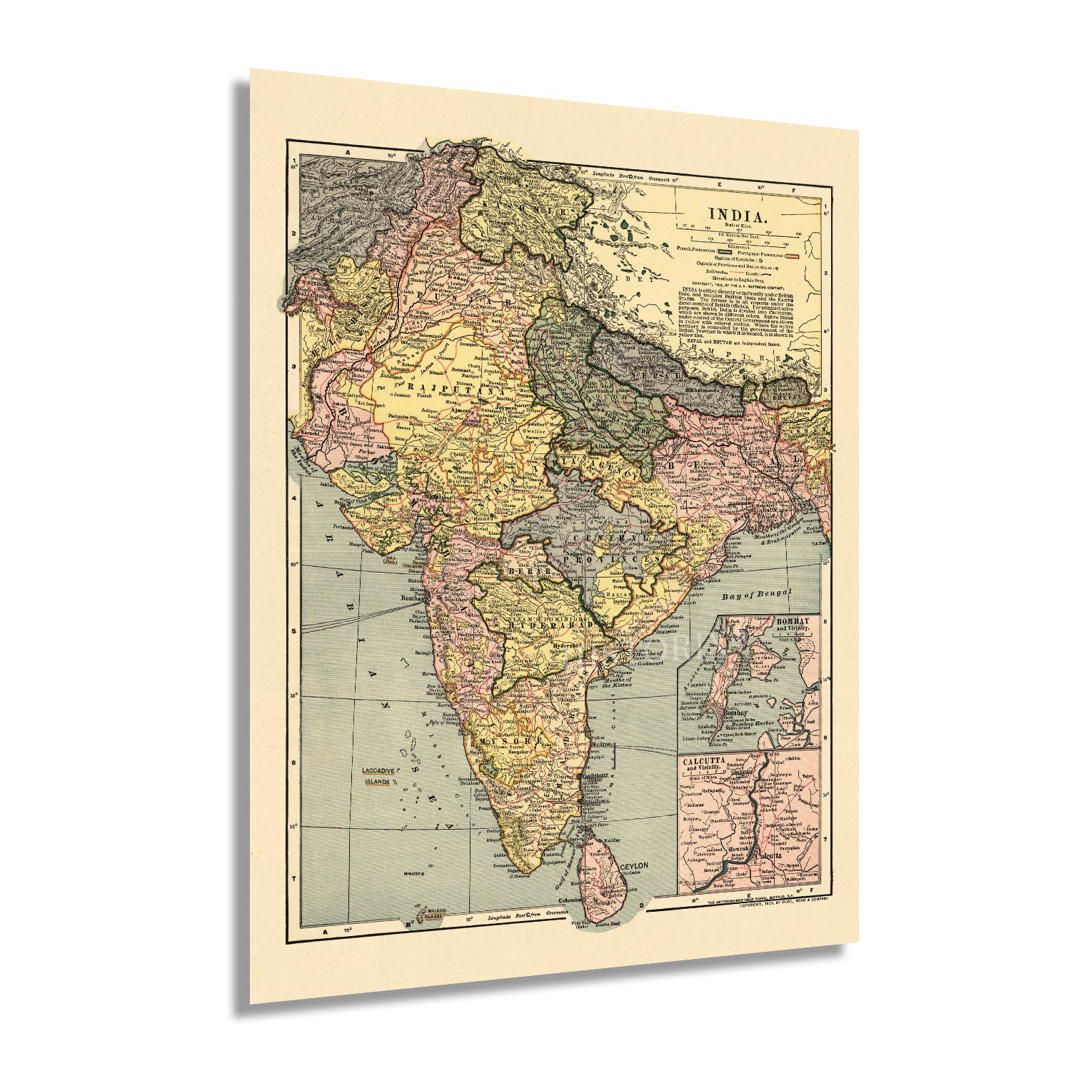 Williston Forge 1903 India Map Poster - Vintage Map Of India Wall Art ...