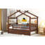 Lit simple en bois avec lit gigogne simple, noyer