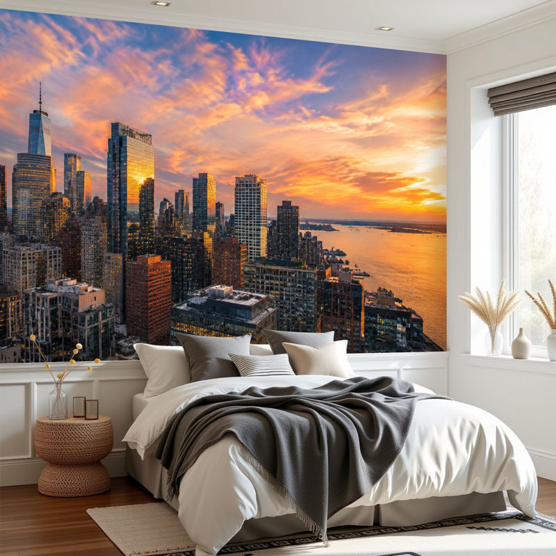 Papier peint adhésif auto-adhésif Chicago Sunset Time, L 69 po x l 96 po