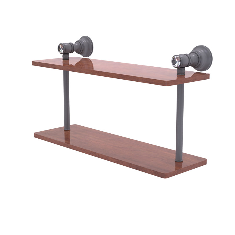 Freyja 2 Piece Ironwood Tiered Shelf with Towel Bar, 5.6" H x 16" W x 9.2" D, Matte Gray