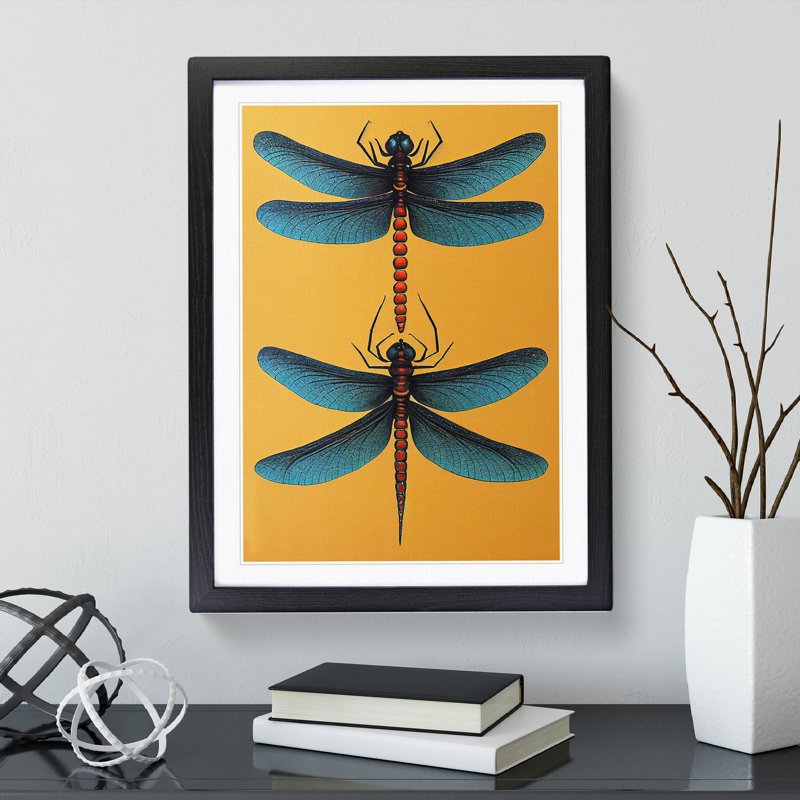 XV1022-5327X Wonderful Dragonflies - Single Picture Frame Print, Black, 64cm H x 46cm W x 2cm D