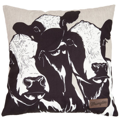 Wrangler 3 Cow Faces Outdoor Pillow