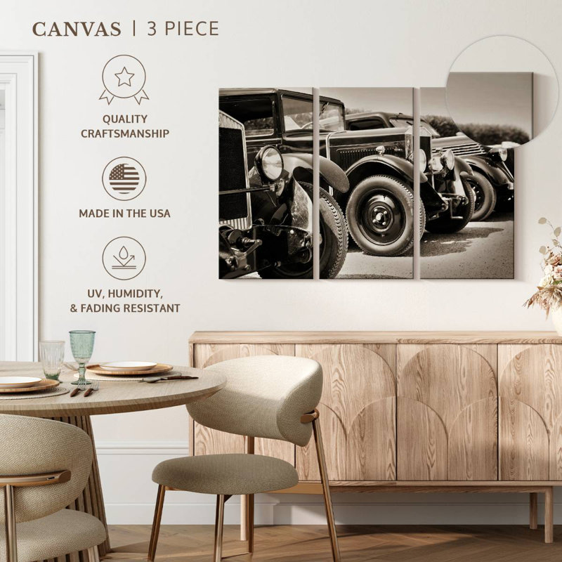Mehar Monochromatic Antique Cars, 32" H x 50" W