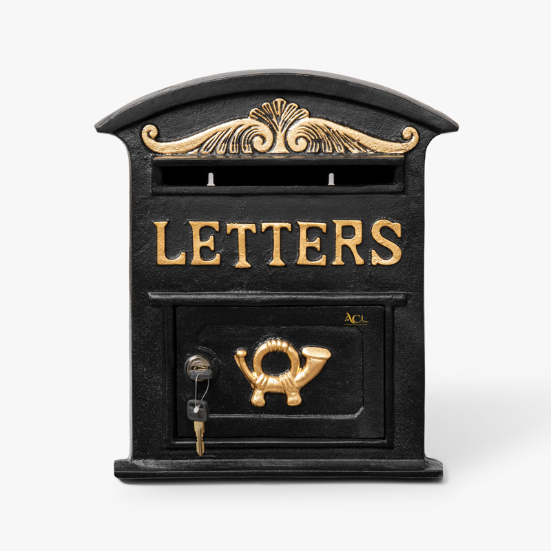 Berkay Metal Wall Mounted Post Box, Black