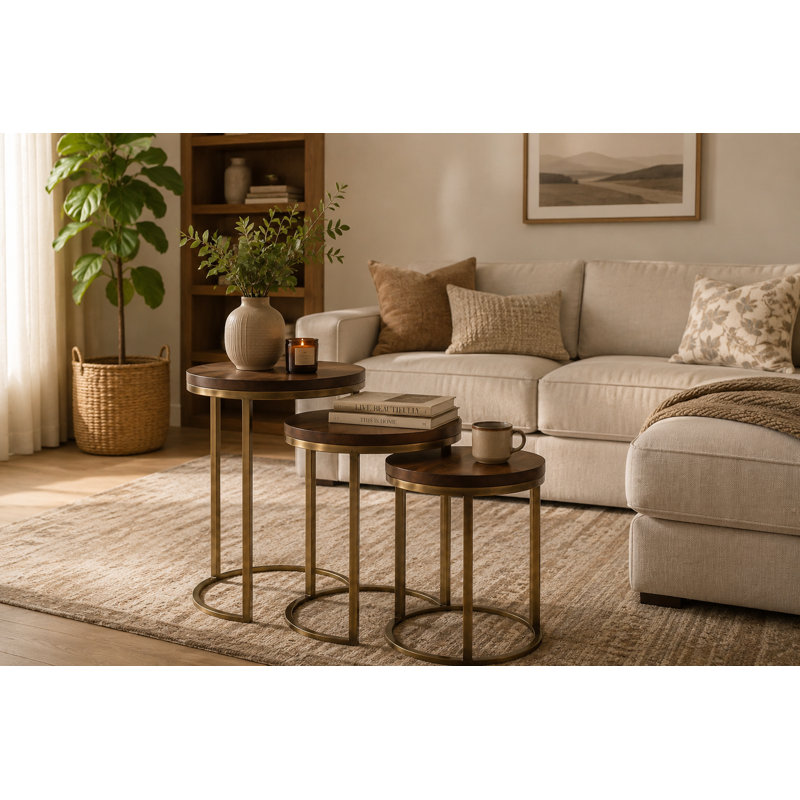 Table gigogne en bois massif Mandal