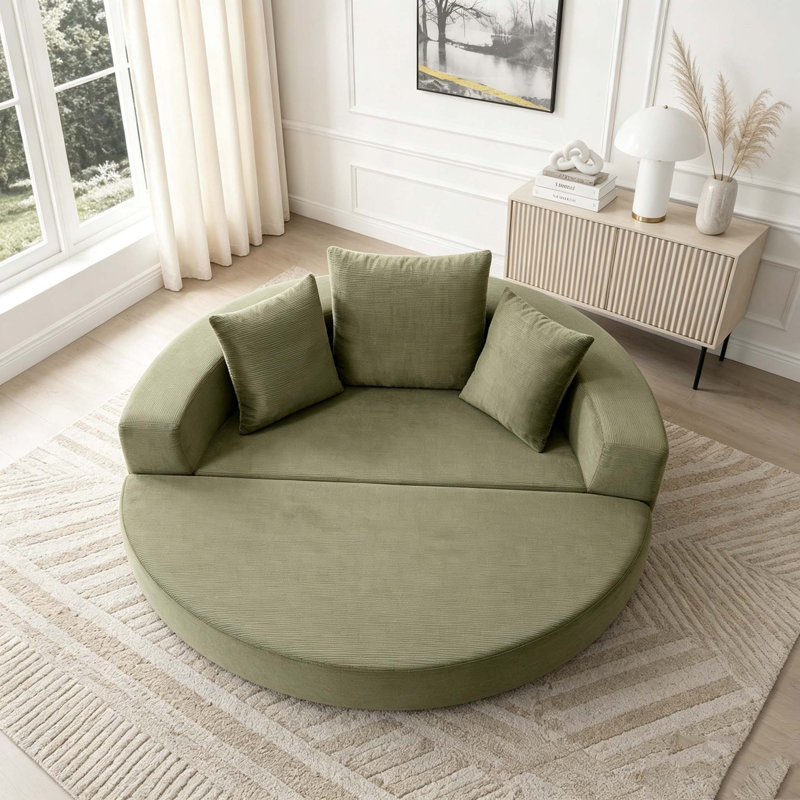 Canapé-lit convertible, multifonctionnel, lit circulaire, futon réglable, Vert