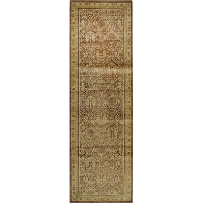 Ivory Hand-Knotted Wool Floral Palmettes Geometric Modern Contemporary Carpet Rug