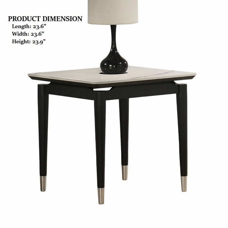 Table de bout de style contemporain avec plateau en pierre frittée