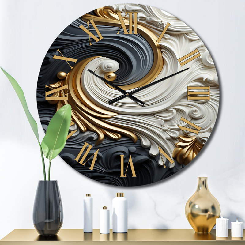 Horloge murale spirale liquide or blanc et or, Petit