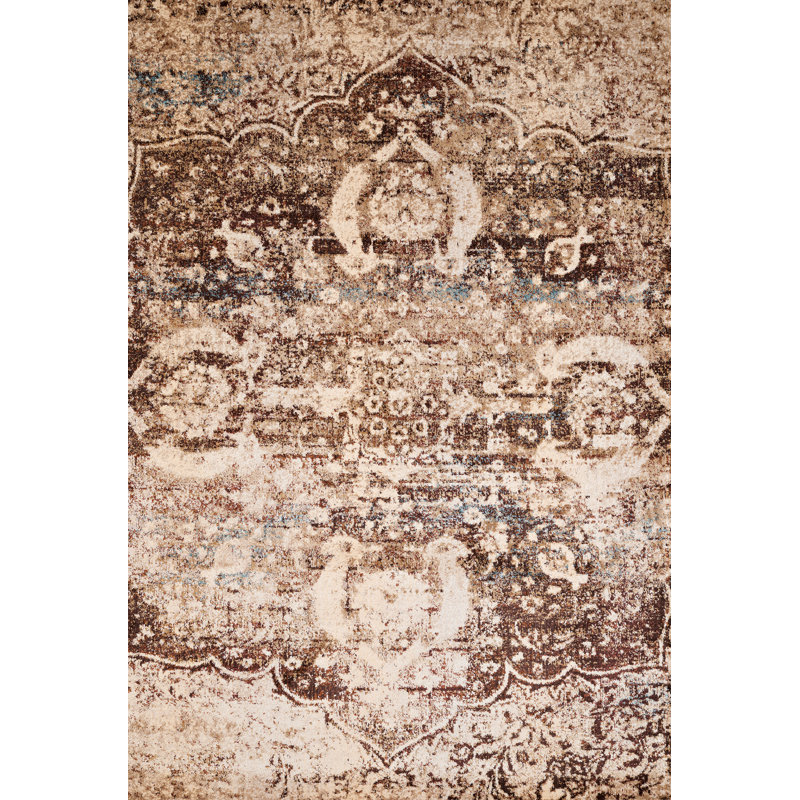 Tapis brun à motif floral Eeyan, Tapis de couloir 2 pi 7 po x 3 pi 11 po