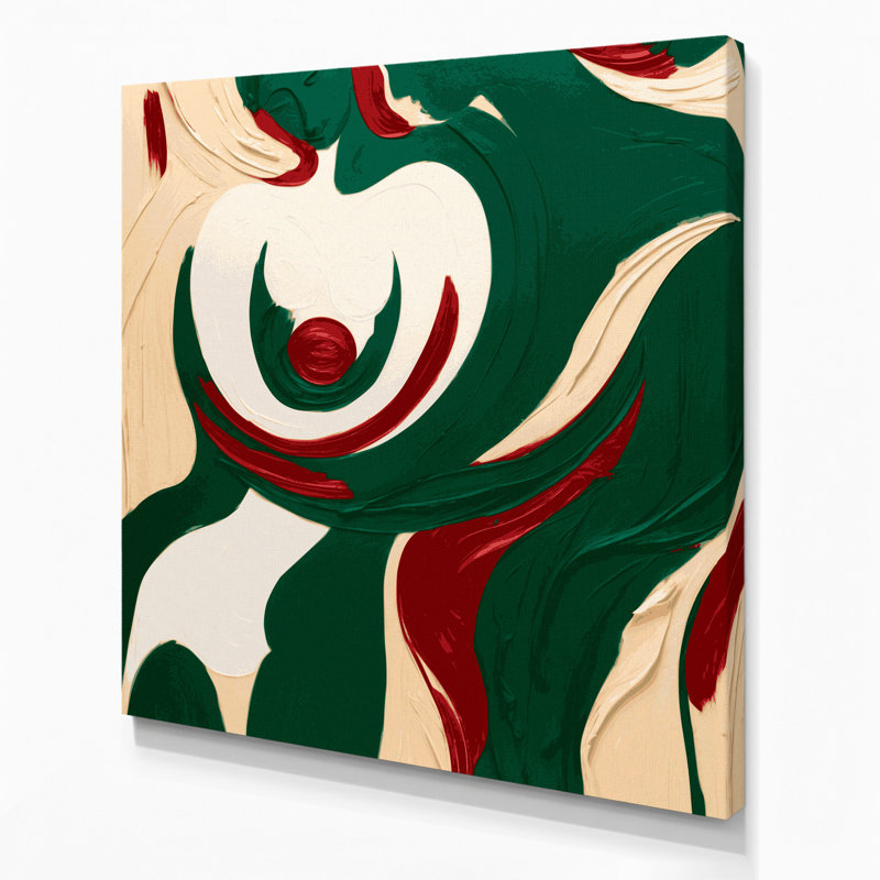 Abstrait art figuratif sur toile vert 78, H 8 po x l 8 po