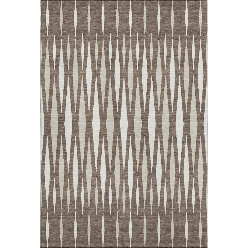 Premium Machine Washable Prisco Brown Rug, Rectangle 9' x 12'