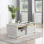 Table basse de salon de style rustique blanc antique 1 pièce avec tablettes ouvertes