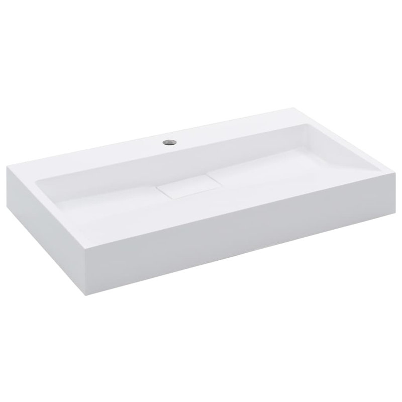 Belfry Bathroom Matanna White Ceramic Rectangular Sink, 800 x 460 x 110 mm, 1 tap hole