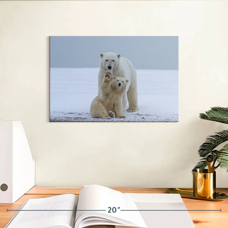 Brampt Polar Bear Waving, 8" H x 12" W