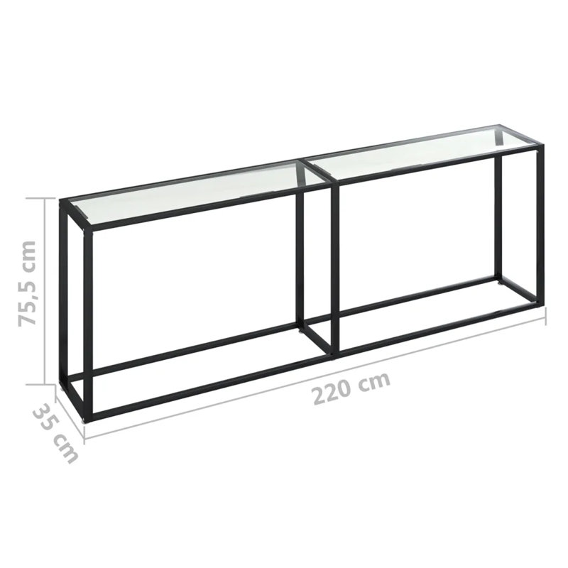 Hefling Glass Top Console Table, Transparent, 75.5 H x 160 W x 35 D cm