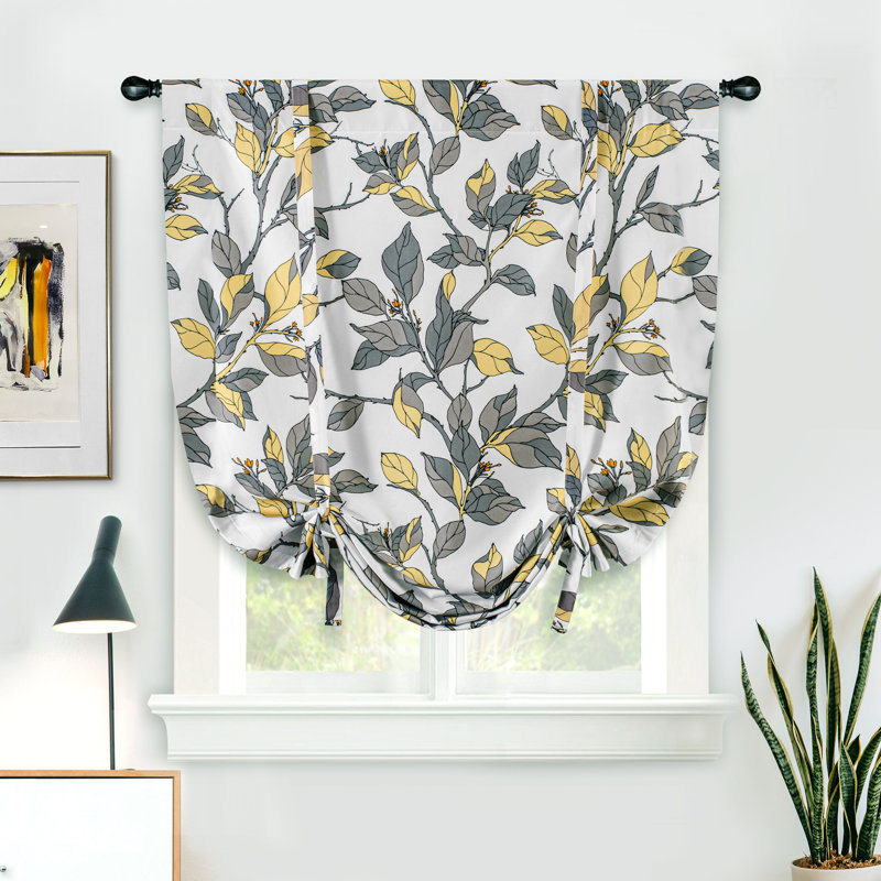 Abdouallah Blackout Curtain Single Panel, Yellow/Gray, 39" W x 55" L