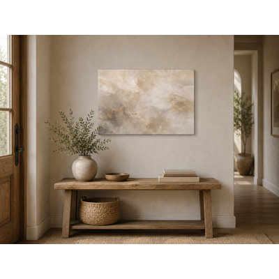 Clouded Mineral Wash - Neutral Abstract Giclee Print on Wrapped Canvas Wall Art