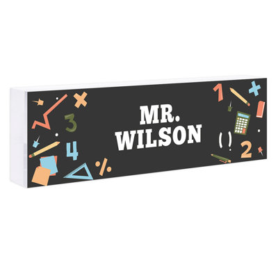 8 X 2.5 Acrylic Teacher Desk Name Plate - Custom Math Teacher Gift For Classroom