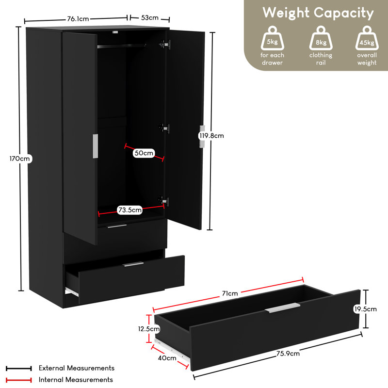 3 Piece Bedroom Set, Black