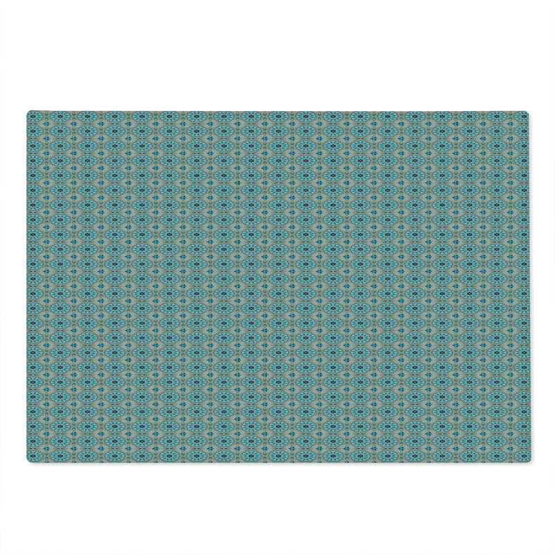Ambesonne Oriental Cutting Board Large Size Eastern Flowers Repetition Sea Blue Dusk